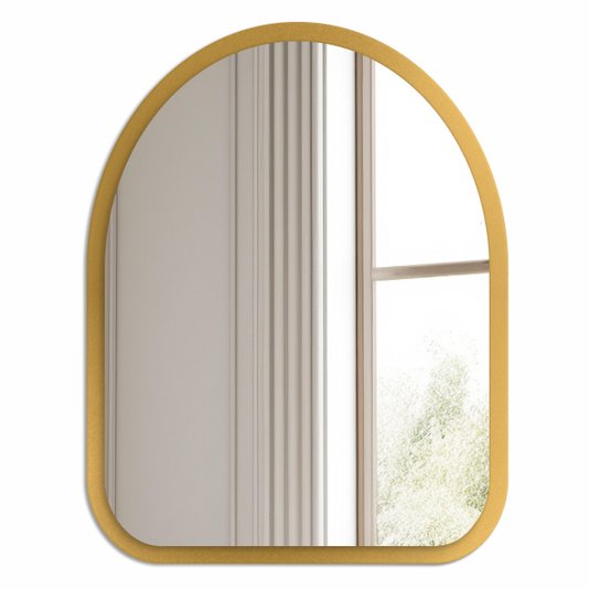 Espelho Orgânico Decorativo Pequeno Lapidado com MDF Laqueado Para Banheiro Sala Quarto - 39x49cm