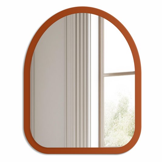 Espelho Orgânico Decorativo Pequeno Lapidado com MDF Laqueado Para Banheiro Sala Quarto - 39x49cm
