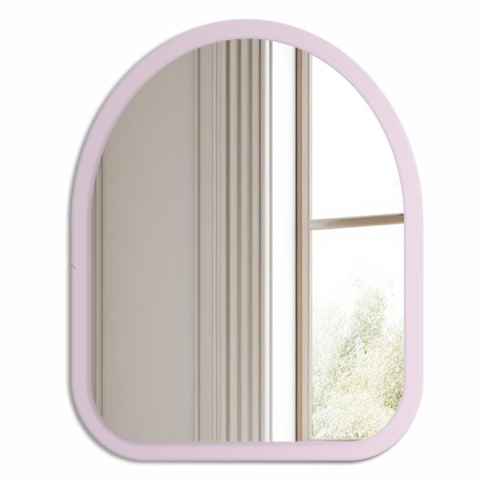 Espelho Orgânico Decorativo Pequeno Lapidado com MDF Laqueado Para Banheiro Sala Quarto - 39x49cm