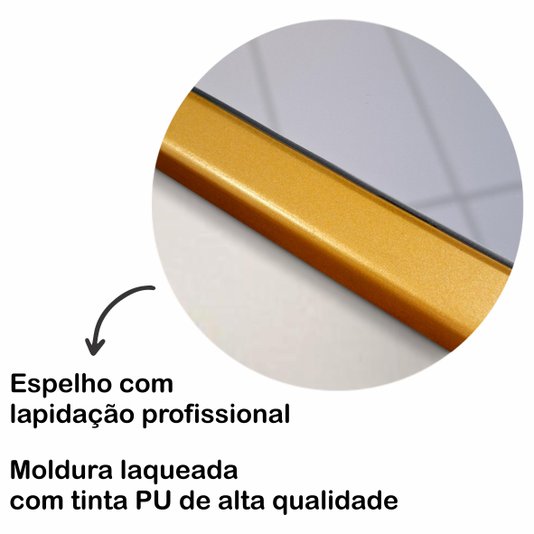 Espelho Orgânico Decorativo Pequeno Lapidado com MDF Laqueado Para Banheiro Sala Quarto - 39x49cm