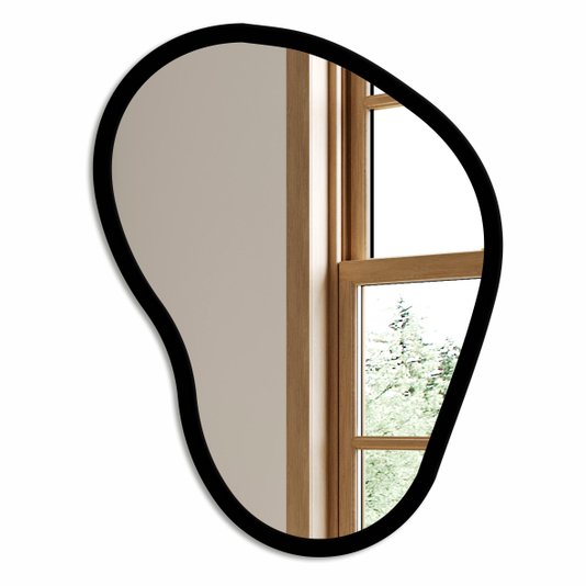 Espelho Orgânico Decorativo Lapidado com MDF Laqueado Para Banheiro Quarto Corredor - 43x56cm