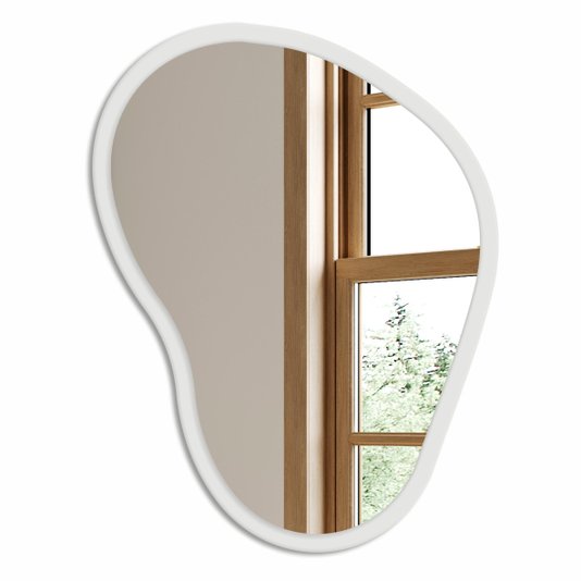 Espelho Orgânico Decorativo Lapidado com MDF Laqueado Para Banheiro Quarto Corredor - 43x56cm