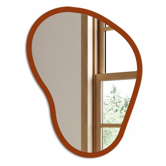 Espelho Orgânico Decorativo Lapidado com MDF Laqueado Para Banheiro Quarto Corredor - 43x56cm