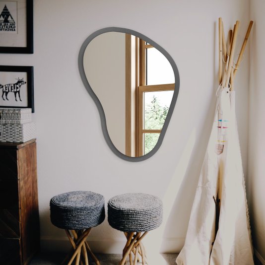 Espelho Orgânico Decorativo Lapidado com MDF Laqueado Para Banheiro Quarto Corredor - 43x56cm