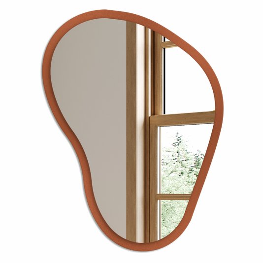 Espelho Orgânico Decorativo Lapidado com MDF Laqueado Para Banheiro Quarto Corredor - 43x56cm