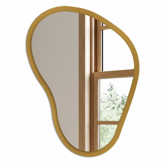 Espelho Orgânico Decorativo Lapidado com MDF Laqueado Para Banheiro Quarto Corredor - 43x56cm