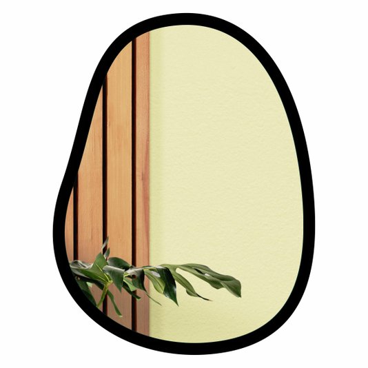 Espelho Orgânico Grande Decorativo Para Sala Quarto Moderno Com MDF Laqueado - 64x84cm