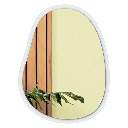 Espelho Orgânico Grande Decorativo Para Sala Quarto Moderno Com MDF Laqueado - 64x84cm
