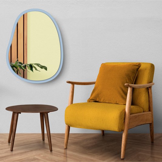 Espelho Orgânico Grande Decorativo Para Sala Quarto Moderno Com MDF Laqueado - 64x84cm