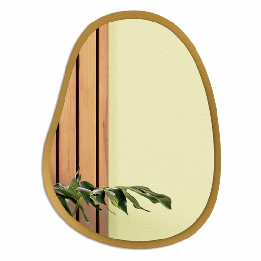 Espelho Orgânico Grande Decorativo Para Sala Quarto Moderno Com MDF Laqueado - 64x84cm