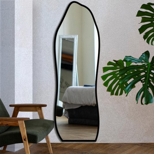 Espelho de Corpo Inteiro Orgânico Grande Decorativo Lapidado Quarto Closet Hall - 54x164cm