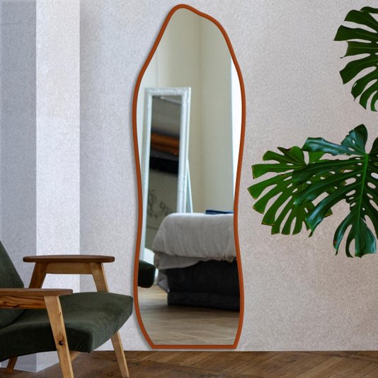 Espelho de Corpo Inteiro Orgânico Grande Decorativo Lapidado Quarto Closet Hall - 54x164cm