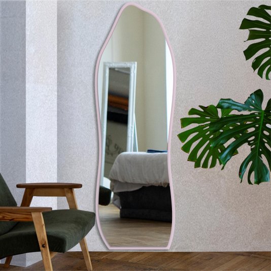 Espelho de Corpo Inteiro Orgânico Grande Decorativo Lapidado Quarto Closet Hall - 54x164cm