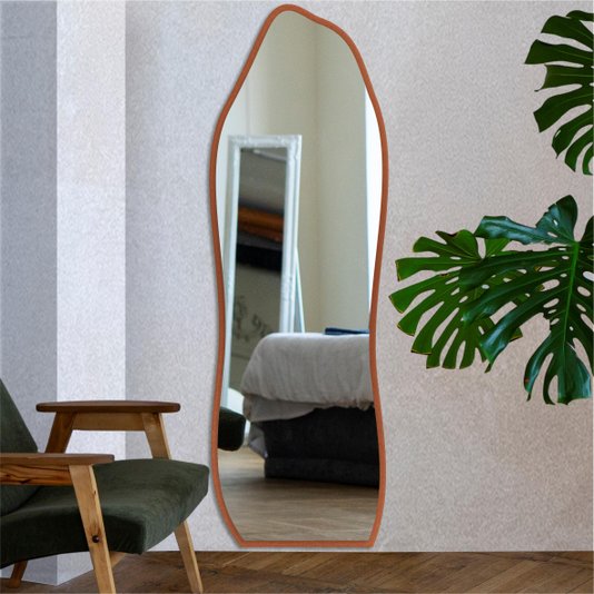 Espelho de Corpo Inteiro Orgânico Grande Decorativo Lapidado Quarto Closet Hall - 54x164cm