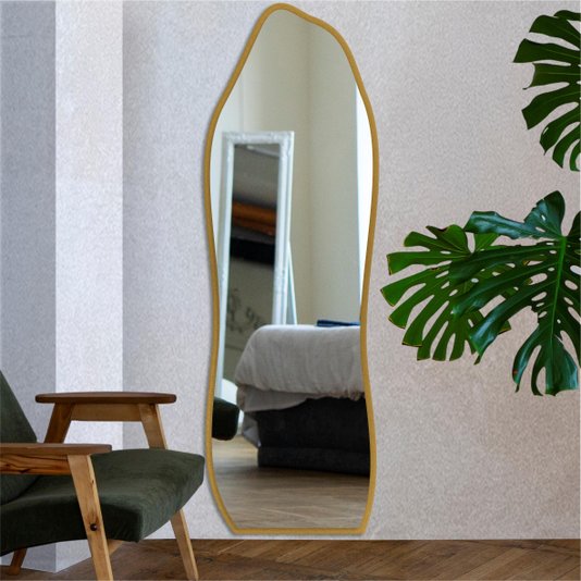 Espelho de Corpo Inteiro Orgânico Grande Decorativo Lapidado Quarto Closet Hall - 54x164cm
