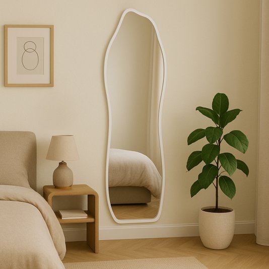 Espelho de Corpo Inteiro Orgânico Grande Decorativo Lapidado Quarto Closet Hall - 54x164cm