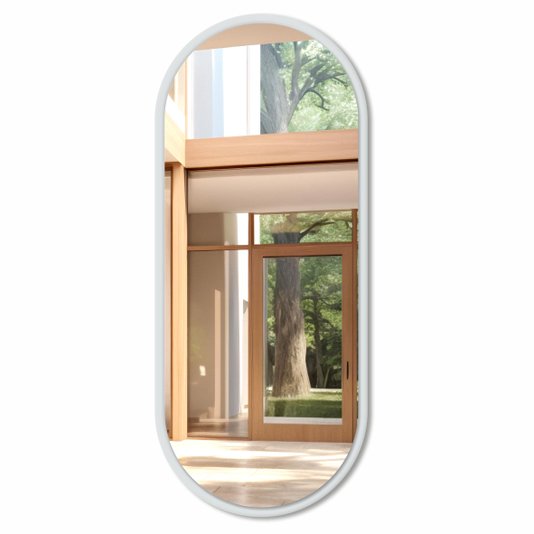 Espelho Decorativo Oval Lapidado com Fundo Mdf 12mm Laqueado - 44x104cm