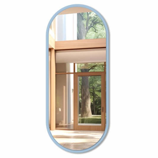 Espelho Decorativo Oval Lapidado com Fundo Mdf 12mm Laqueado - 44x104cm