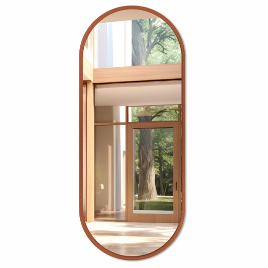 Espelho Decorativo Oval Lapidado com Fundo Mdf 12mm Laqueado - 44x104cm