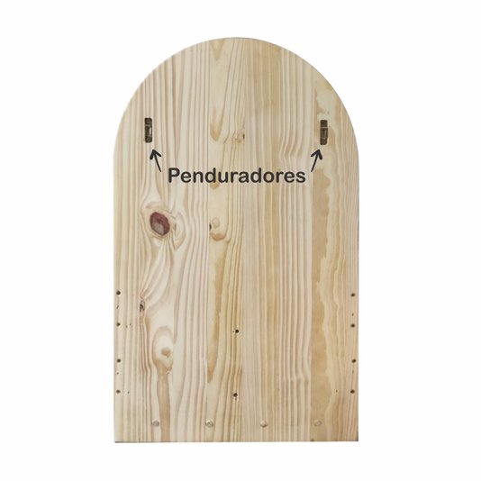 Espelho Decorativo com Prateleira e Cabideiro Funcional de Madeira Pinus - 39x71x13,8cm - Farmhouse