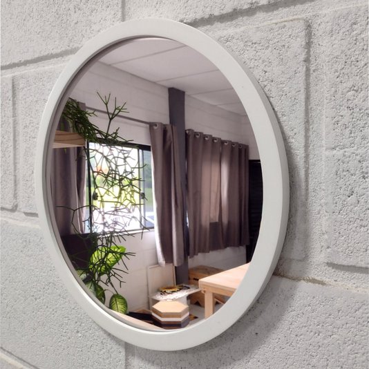 Espelho Redondo Decorativo de Parede com Moldura Laqueada