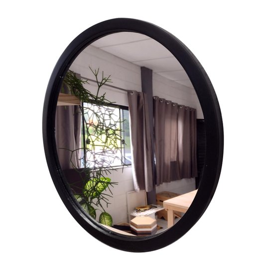 Espelho Redondo Decorativo de Parede com Moldura Laqueada