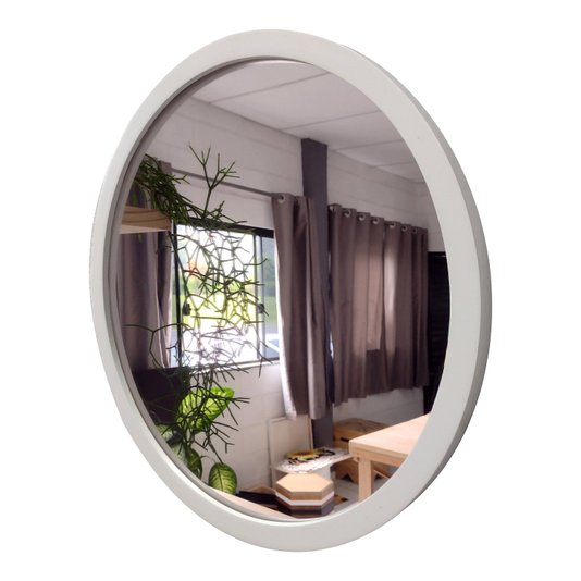 Espelho Redondo Decorativo de Parede com Moldura Laqueada