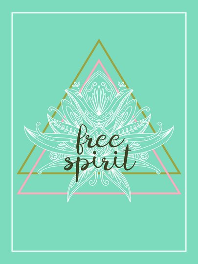 Placa Decorativa Frase: "Free Spirit" Colorido