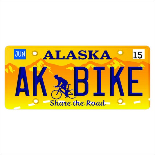 Placa Decorativa Vintage de Carro em Mdf - Alaska Ak Bike Share The Road