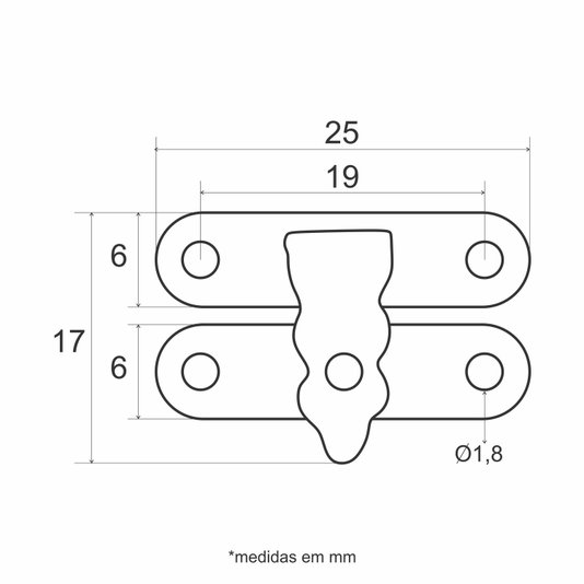 Fecho Metalico Mini para Artesanato em MDF e Madeira - Kit com 10 un