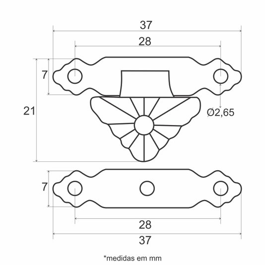 Fecho Metalico Provençal para Artesanato em MDF e Madeira - Kit com 10 un