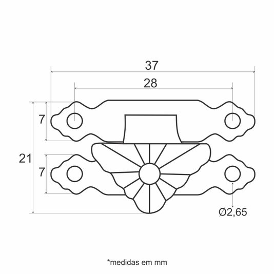 Fecho Metalico Provençal para Artesanato em MDF e Madeira - Kit com 100 un