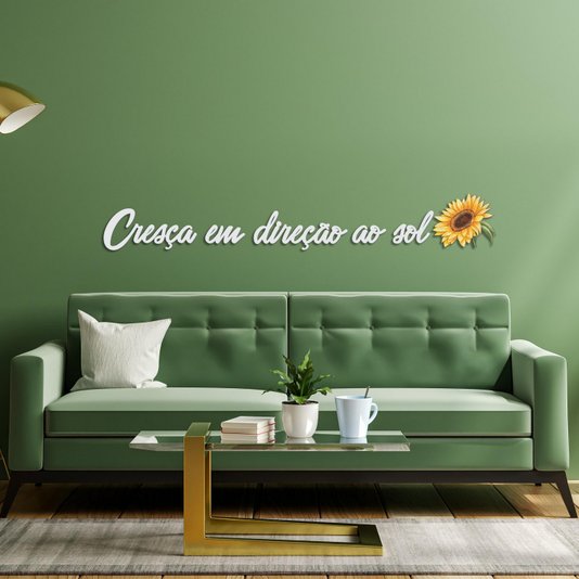 Frase de Parede Cresça em Direção ao Sol - Girassol