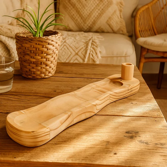 Incensário de Madeira Pinus com Suporte para Guardar Incenso Estilo Moderno Minimalista - Decoração Zen, Aromaterapia, Boho