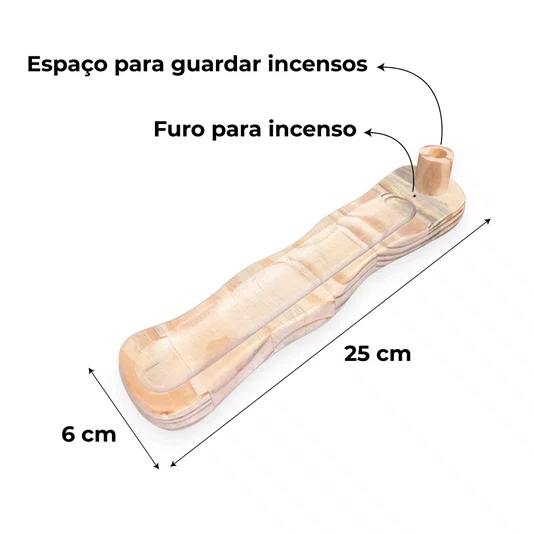 Incensário de Madeira Pinus com Suporte para Guardar Incenso Estilo Moderno Minimalista - Decoração Zen, Aromaterapia, Boho