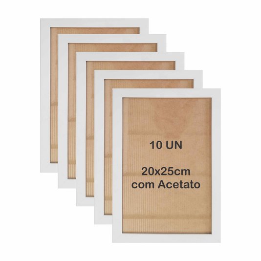 Kit 10 Molduras 20x25cm em Moldura Lisa Revestida com MDF e Acetato - 2X1