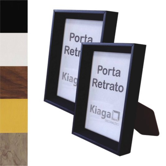 Kit 10 Porta Retratos 10x15cm com Moldura Chanfrada e Acetato Mais Fundo com Suporte - 1,5x2