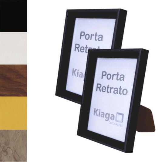 Kit 10 Porta Retratos 10x15cm com Moldura Chanfrada e PVC Mais Fundo com Suporte - 1,5x2