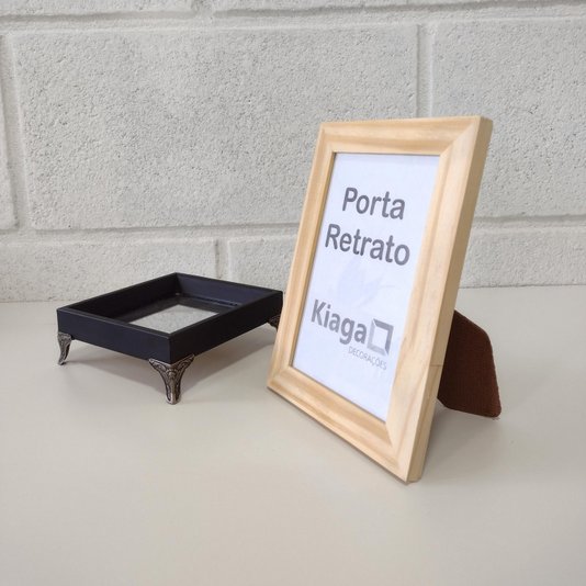 Kit 10 Porta Retratos 15x21cm com Moldura de Pinus Natural e Acetato Mais Fundo com Suporte - 2x1