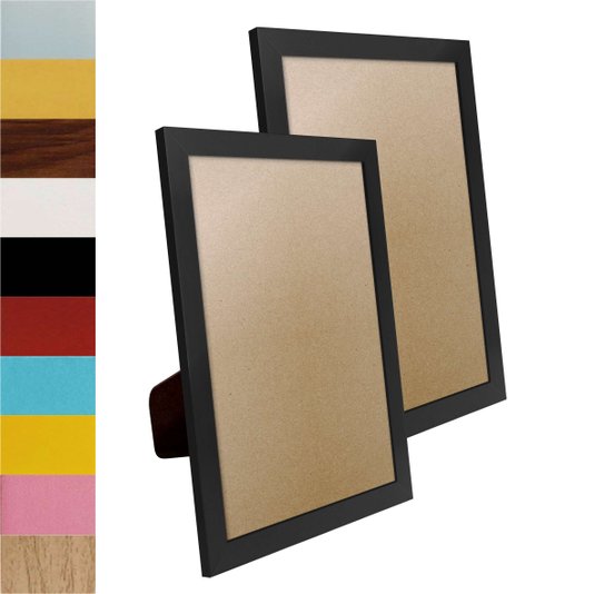 Kit 10 Porta Retratos 15x21cm com Moldura Lisa Revestida e PVC Mais Fundo com Suporte - 2x1