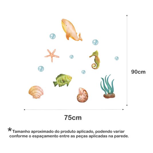 Kit Placas Decorativas Quarto Infantil Coleção Oceano Fundo do Mar - 13 Peças