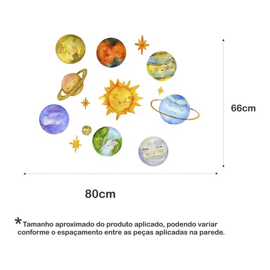 Kit Placas Decorativas para Quarto Infantil Tema Planetas Sistema Solar - 14 peças