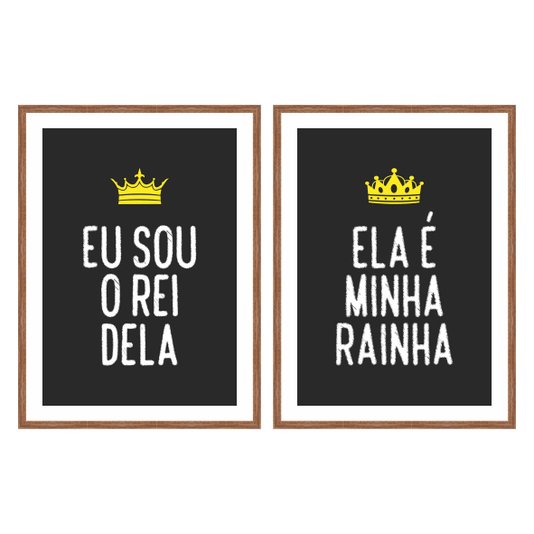 Kit 2 Quadros Ela é Minha Rainha, Eu Sou o Rei Dela