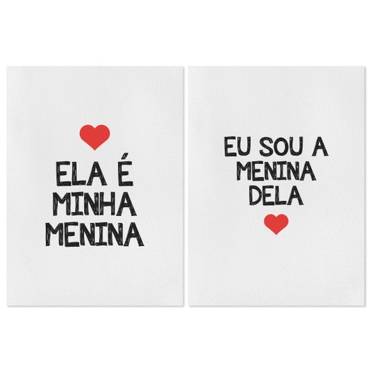 Kit 2 Quadros em Telas Canvas Ela é Minha Menina e Eu Sou a Menina Dela