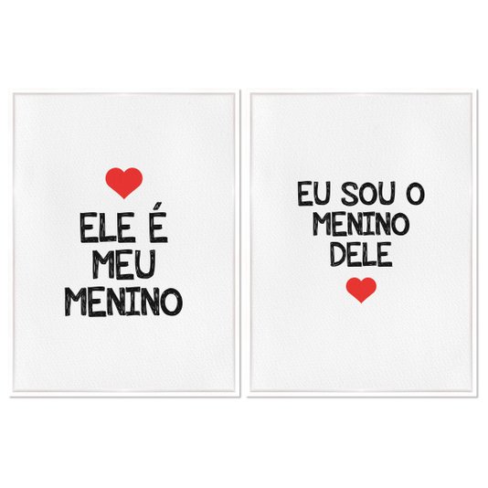 Kit 2 Quadros em Telas Canvas Ele é Meu Menino e Eu Sou o Menino Dele