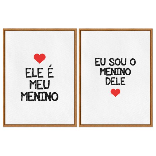 Kit 2 Quadros em Telas Canvas Ele é Meu Menino e Eu Sou o Menino Dele
