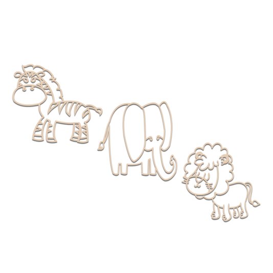 Kit 3 Apliques De Parede 3D Infantis Animais Mdf 3mm