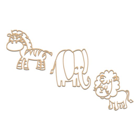 Kit 3 Apliques De Parede 3D Infantis Animais Mdf 3mm