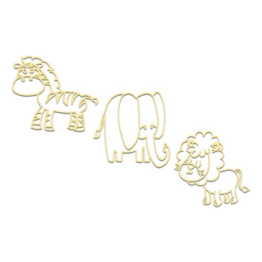 Kit 3 Apliques De Parede 3D Infantis Animais Mdf 3mm
