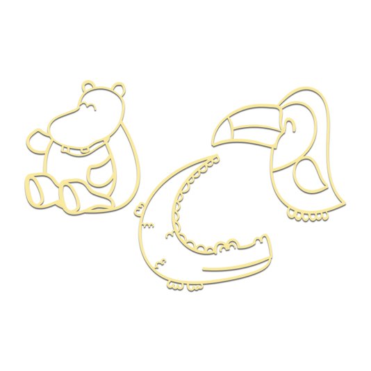 Kit 3 Apliques De Parede 3D Infantis Animais Mdf 3mm